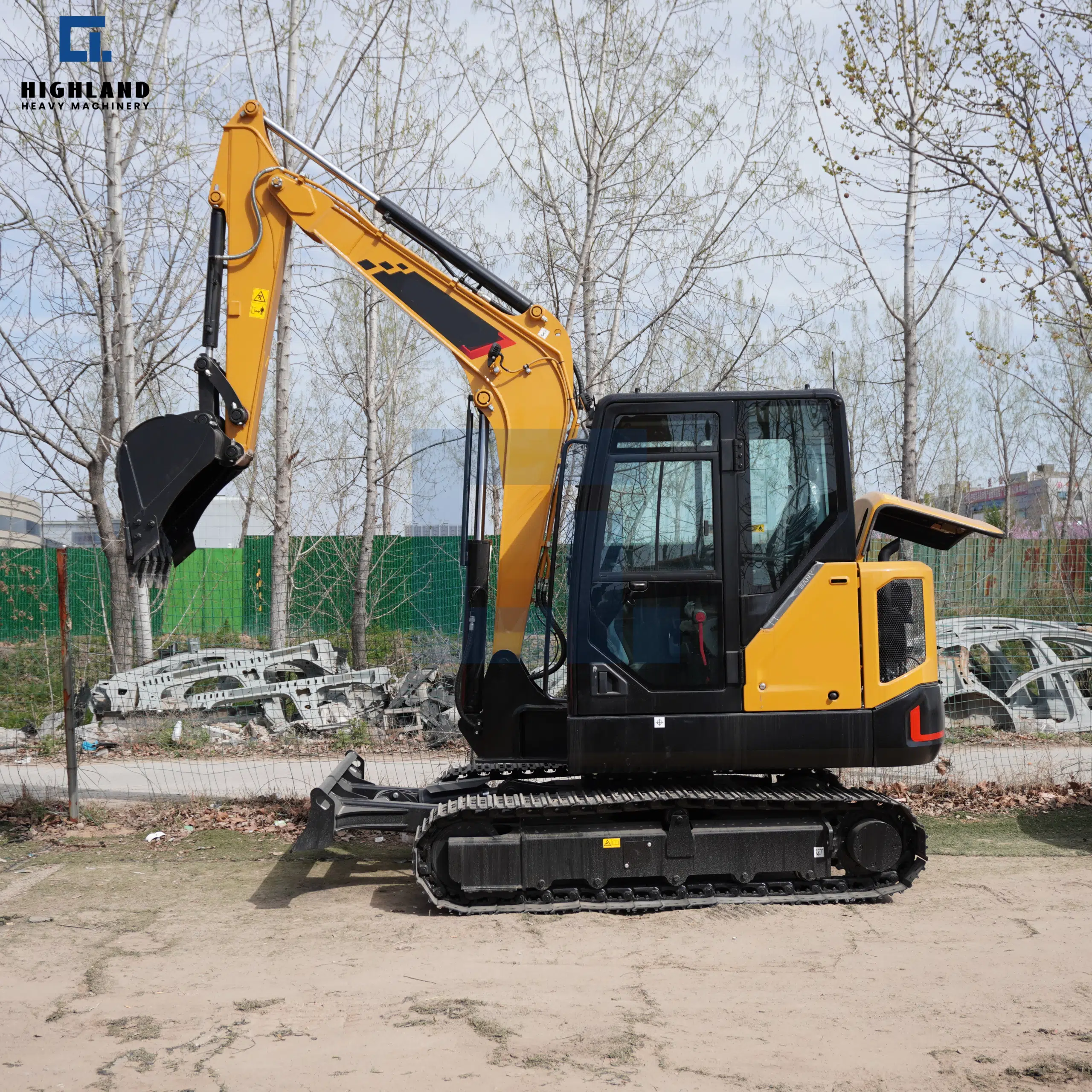 6 ton compact crawler excavator on site, now available through HIGHLAND HEAVY MACHINERY for immediate deployment on landscaping and tight-space construction projects