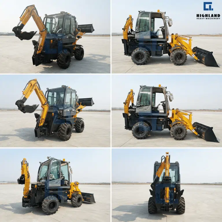 HIGHLAND HILT 50 Compact Backhoe Loader - Multi-Angle Collage for Full Equipment Inspection